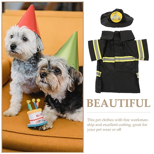Disfraz para perro Traje de bombero negro tamaño L miniatura 7