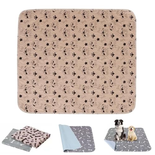 Stylish, Super Absorbent & Reusable for a Cleaner Home, Washable and Reusable Pee Pads for Dogs, 4-Layer Leak-Proof Non-Slip Design, for Indoors, Playpen, Crate, Potty Training (Brown-B,X Small)