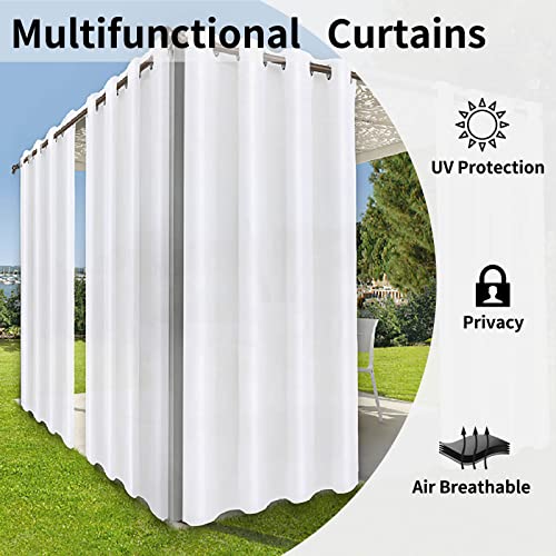 Outdoorlines Waterproof Indoor Outdoor Curtains For Patio –Privacy Sun Blocking Grommet Curtain Panel Weatherproof, Uv Resistant Curtains For Gazebo, Front Porch, Pergola White 52W X 84L Inch 1 Panel #TOP3