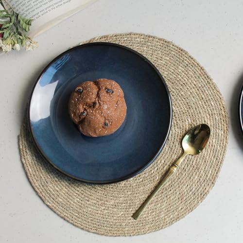 Image of The Earth Store Galaxy Blue 7 Inch Ceramic Quarter Plates Set of 6 | Microwave & Dishwasher Safe Plate | Half Plate for Dessert, Snacks, Dinner | Snack Plates for Gifting, Daily Use