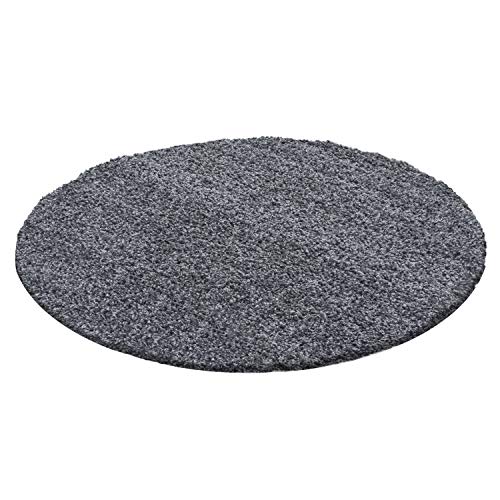 LIFE Tapis de salon shaggy rond Ø80 cm - Gris