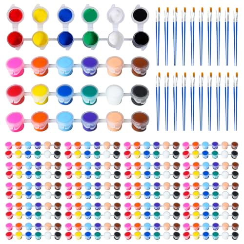 EzaroNexis Mini Acrylic Paint Set for Kids 30 Pack 12 Colors Washable Kids Paint kit Perfect for Home Birthday Classroom Party Favors Painting Canvas Paper Wood Rock & Fabric (420)