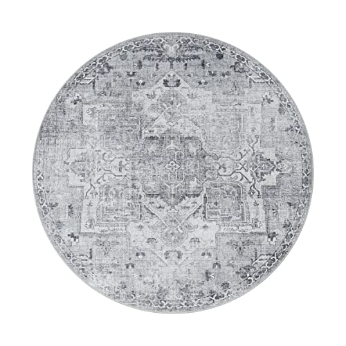 Paco Home Waschbarer Teppich Wohnzimmer Schlafzimmer Rund Vintage Muster Moderne Deko Orientalisch...