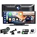 android zoll günstig Kaufen-LAMTTO Wireless CarPlay Android Auto,9,26 Zoll Tragbares Autoradio mit 2,5K+1080P Dashcam Vorne Hinten,Carplay-Bildschirm fürs Auto mit 64G TF, Bluetooth, Navigation, Mirror Link,Siri/G00gle, AUX/FM