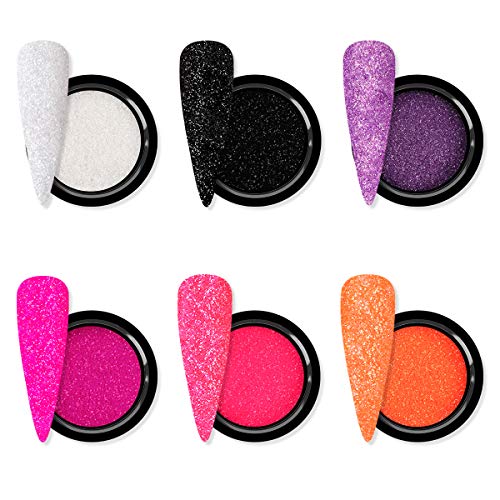 Saviland Holographic Glitter Nail Powder - Glitter Nail Powder 6 Colors DIY Nail Art Decoration Manicure Starter Pigment Set 3