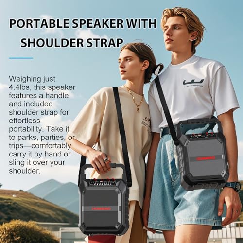 Image of Portable Karaoke Machine with 2 Wireless Microphones, Bluetooth Speaker for Adults & Kids, Karaoke Speaker, PA System with Remote Control, TF Card /USB /FM /AUX Mode for Party, Home & Outdoor