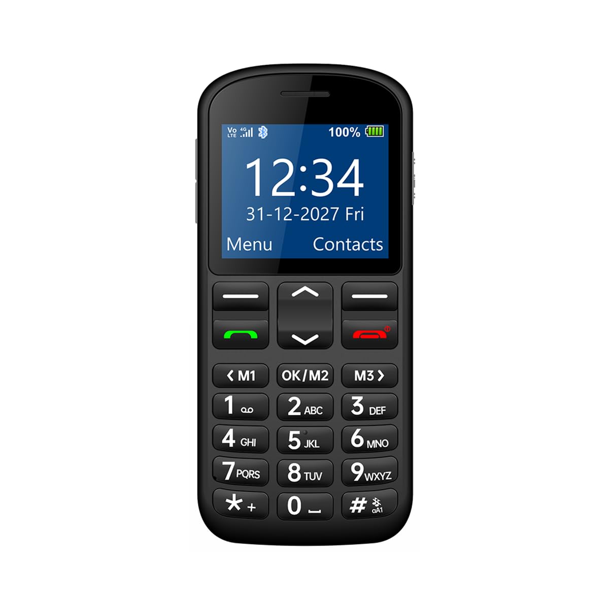Duży Guzik M - Telefon Komórkowy z Dużymi Przyciskami, Wyświetlacz 5.6 cm, Przycisk SOS, Kompatybilny z Aparatami Słuchowymi