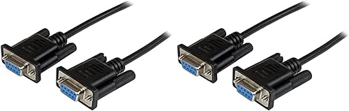 StarTech.com Cable de módem nulo serie DB9 RS232 de 3.3 ft, color negro, FF, DB9 hembra a hembra, cable de módem nulo RS232 de 9 pines, 3.3 ft,