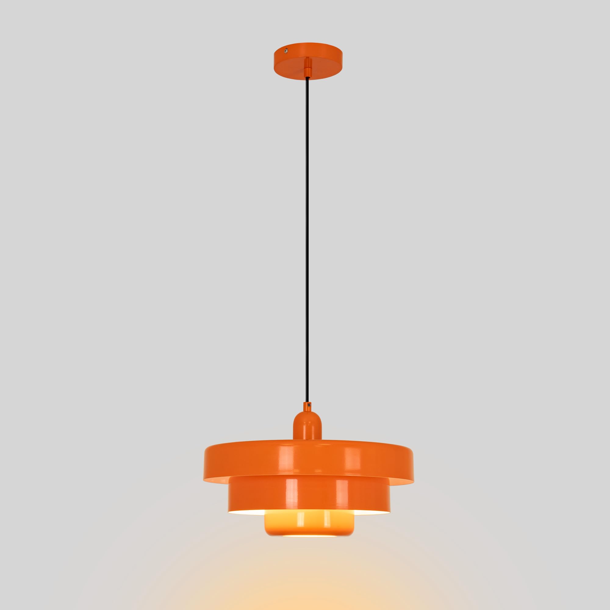 BARCELONA LED Pendelleuchte MACARRON E27 Bauhaus Orange | Metall, 3-lagiger Schirm, Höhenverstellbar, Max.40W, Für Wohnzimmer, Esszimmer, Schlafzimmer, Restaurant, Hotel