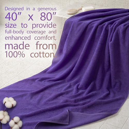 Cotton Paradise Übergroßes Badetuch, 100% Baumwolle, 40 x 80 cm, türkisches extra großes Badetuch für Badezimmer, lila Badetuch – Ansicht 2