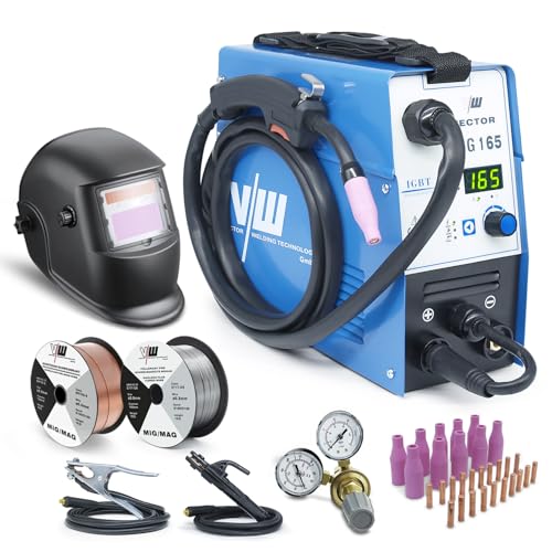 Fülldraht Schweißgerät 165A, MIG MAG Schweissgerät mit & ohne Gas, Schutzgasschweißgerät Elektrode mit 160 A, Auto. Drahtvorschub, Inverter Einsteigergerät, VECTOR WELDING