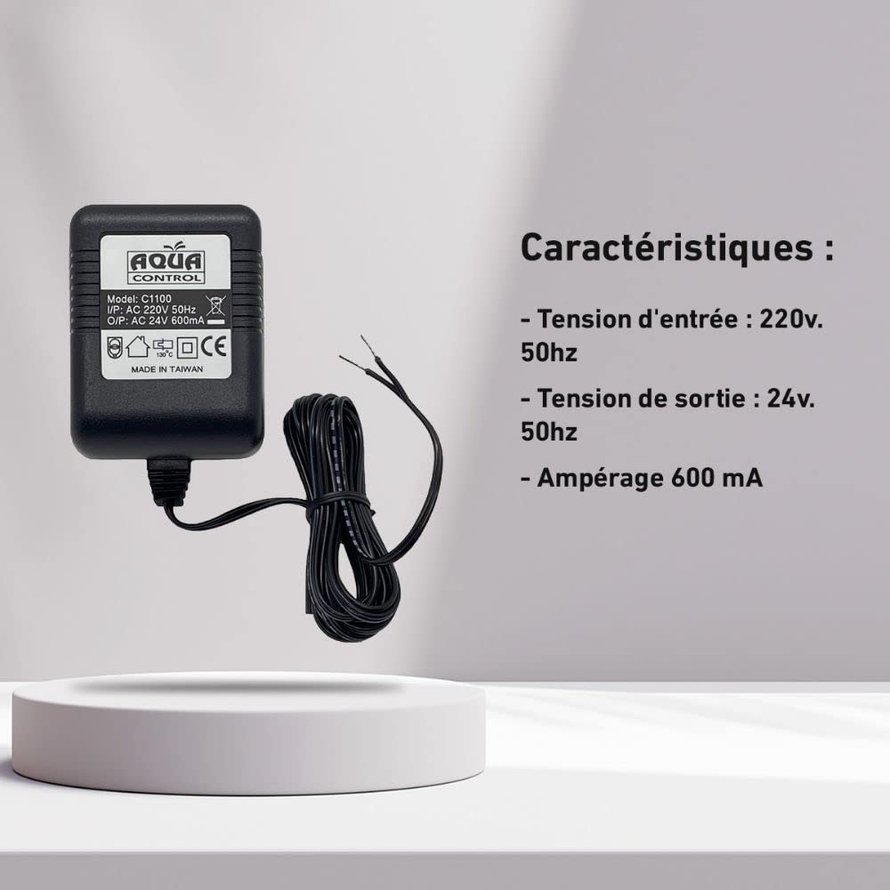 Transformateur 220V à 24V 1.8m pour Programmateur d'Arrosage de Jardin