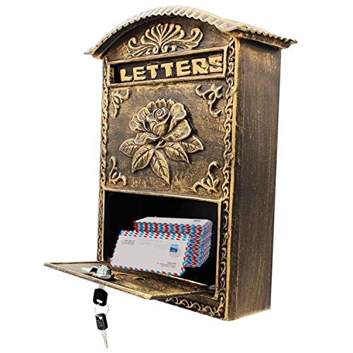 Nisorpa Boîte aux lettres murale en fonte d'aluminium avec 2 clés - Résistante aux intempéries - Antirouille - Bronze Cover