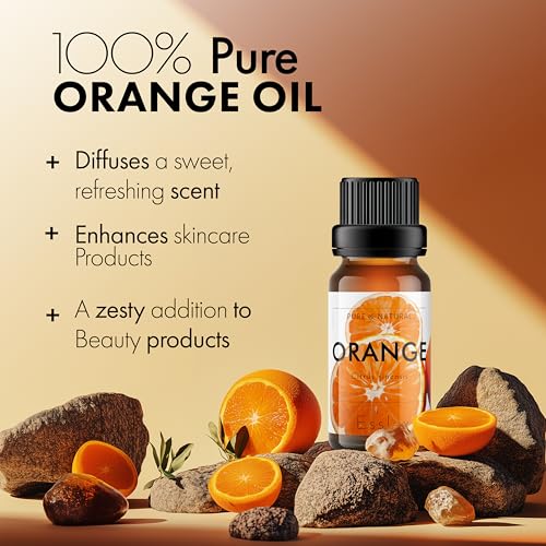 Image of Esslux Sweet Orange Essential Oil for Diffuser & Skin - Huge 120 ML - 100% Pure Natural Orange Oil for Massage & Face - Sweet Orange Essential Oil for Cleaning & Soap Making Scent
