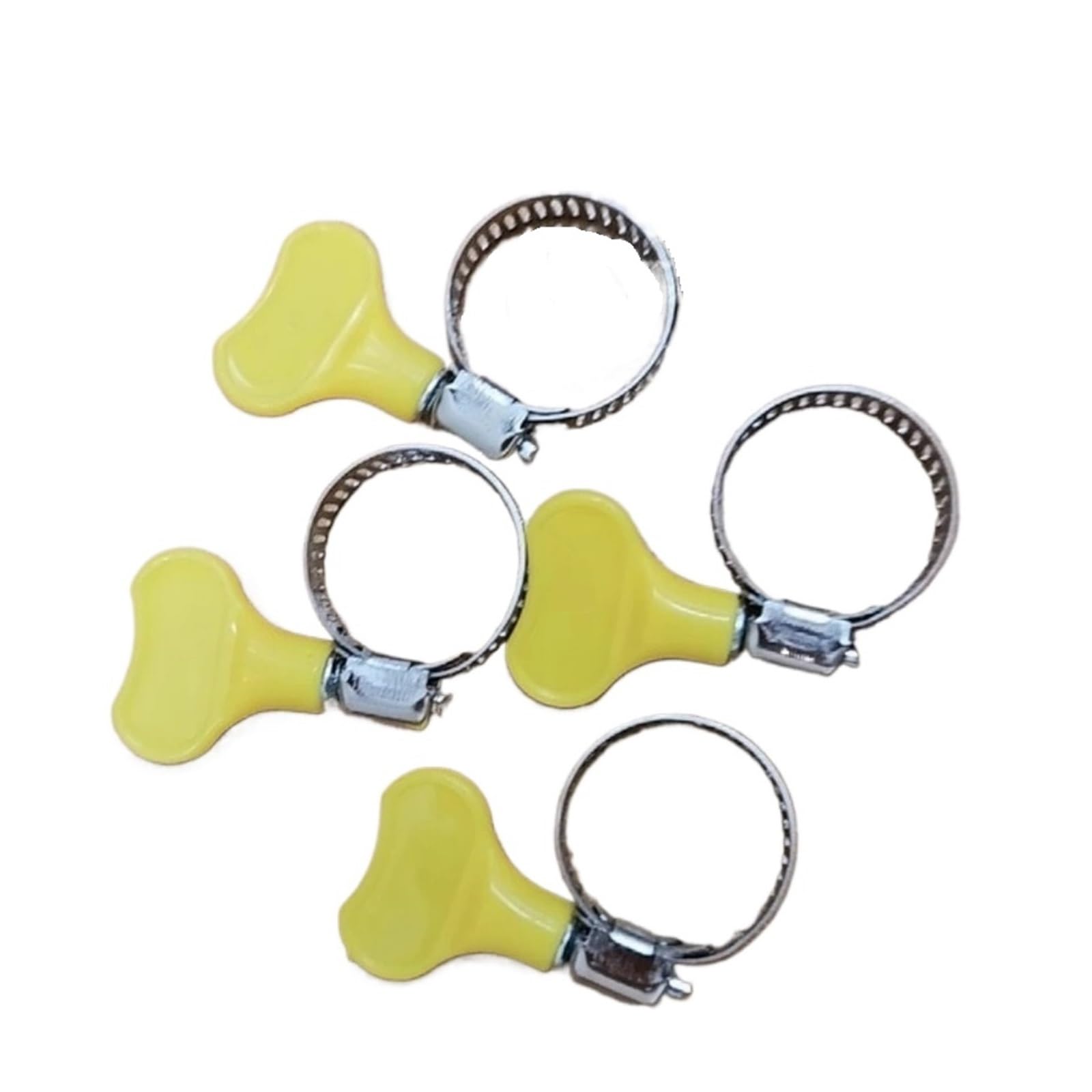 Nodrest 19-29 (100Pcs) 5/100Pcs 304 Stainless Steel Hand Tighten Hose Clamp Yellow Worm Gear Clip Adjustable Pipe Fastener 8-44Mm