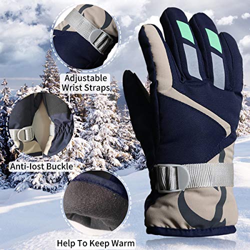 YR.Lover Momoon Kids Winter Gloves 2 Pairs Adjustable Snow Warm Gloves for Boys and Girls3