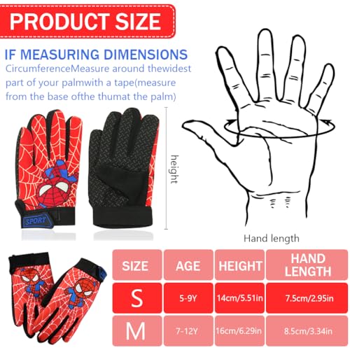 Image of PROBEROS Kids Cycling Gloves for Kids Riding Gloves with Cartoon Print Thermal Anti-Slip Full Finger Design for Children Age 2-5 Years