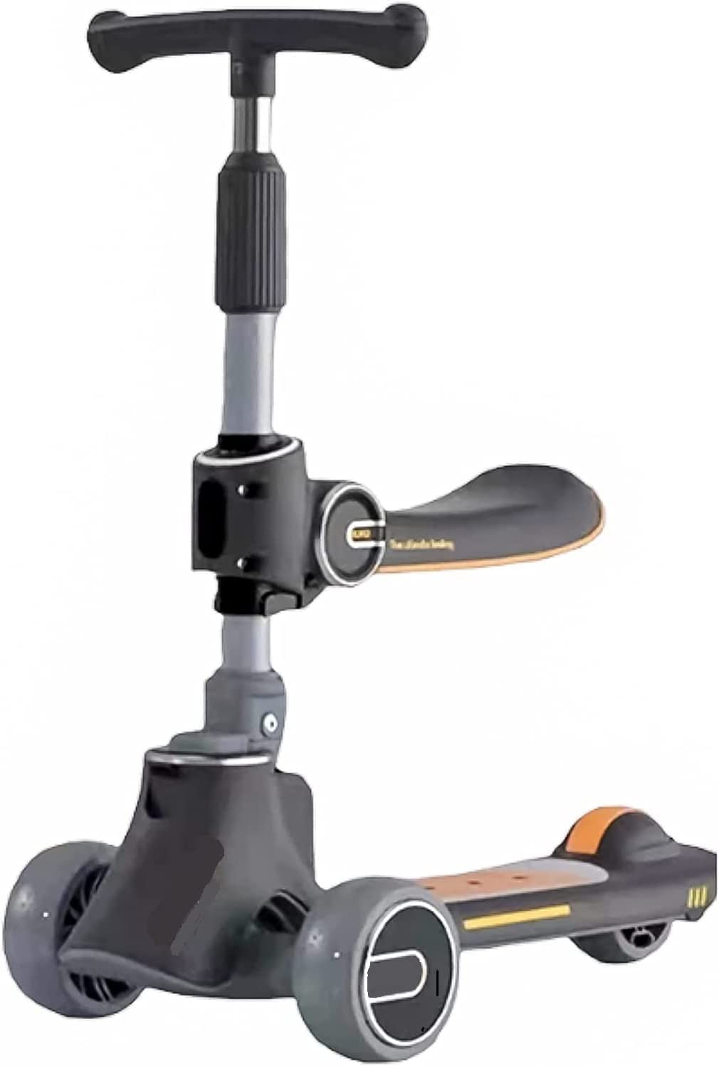 FB 3-Wheeled Scooter for Kids - Wheel LED Lights, Adjustable Lean-to-Steer Handlebar, & Foldable Seat - Sit or Stand Ride with Brake for Boys and Girls Ages 1-12 Years Old,