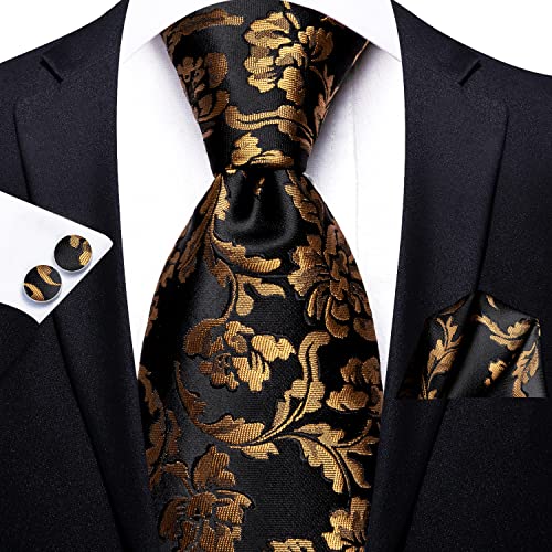 Image of Dubulle Mens Tie Set Solid Paisley Silk Striped Necktie for Men with Cufflinks Tie and Pocket Square