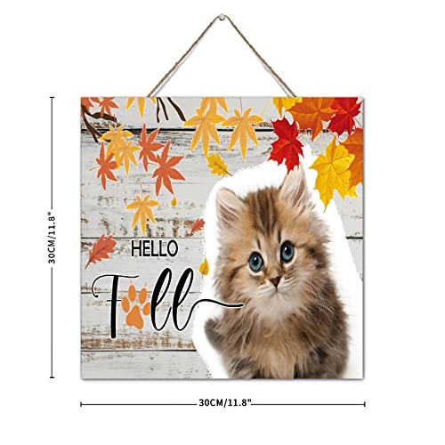 Plaque en bois décorative Hello Fall - Style Naturel en Bois 30,5 cm