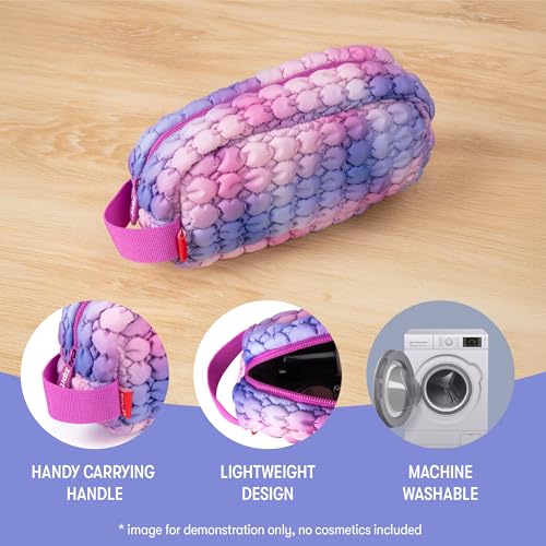 Image of ZIPIT Puffy Pencil Case for Girls, Soft Quilted Pencil Pouch with Zipper, Aesthetic Stationery Organizer for School, Cosmetics & Travel