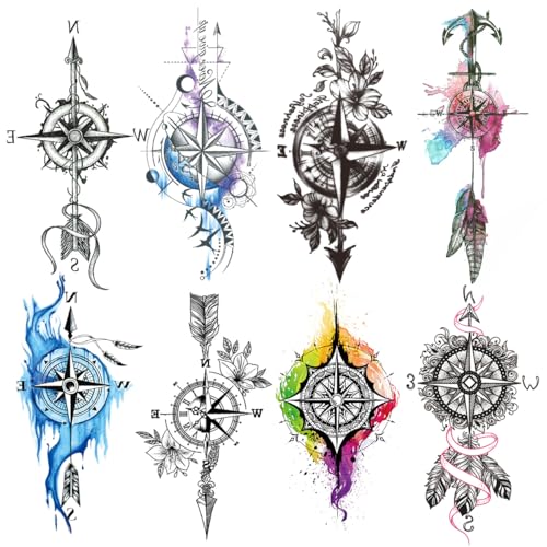 8 Sheets 3D Black Realistic Temporary Tattoos for Men Women Adult...