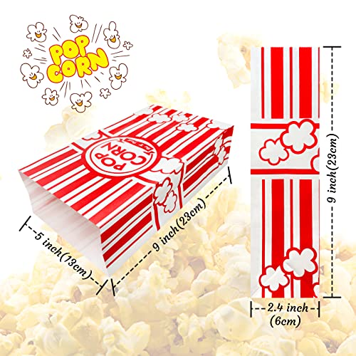 Image of 50 Pcs Flat Bottom Popcorn Bags, 2 oz Paper Popcorn Bags for Family Movie Night Baseball Themed Carnival Christmas Birthday Party (Pack of 2)