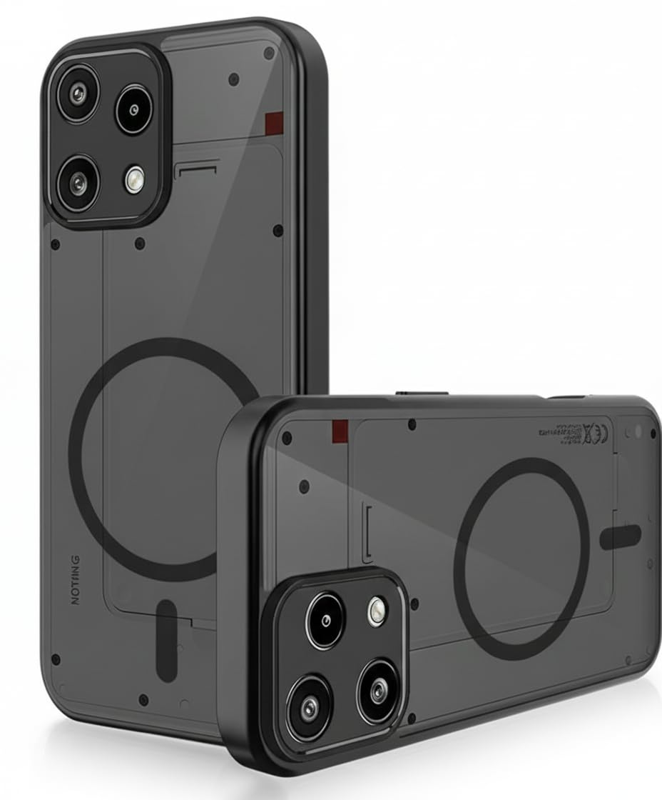ProLook Shockproof Hybrid Armor Back Cover Case Compatible with Nothing Phone 3a Lite 5G (Smoke Back-Black TPU Bumper with Translucent PC (Nothing 3A Lite)