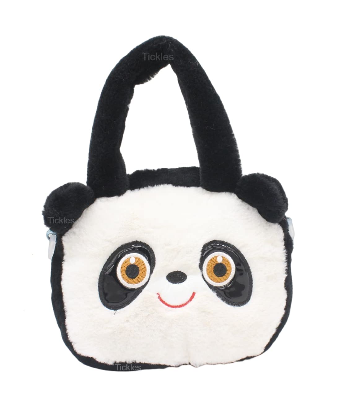 Tickles Cute Panda Soft Plush Animal Bag with Sling for Kids Birthday Gift School Picnic Vacation (Color: Black & White; Size: 20 cm)