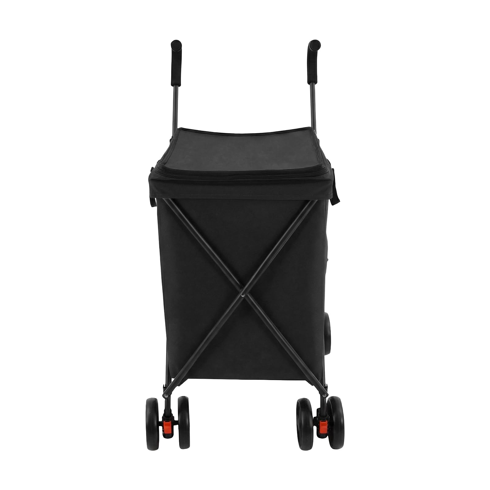 Einkaufstrolley, Faltbarer Einkaufskorb mit 4 Rollen, Einkaufskorb mit Fußbremse, Tragfähigkeit bis 70 kg, Modernes Design (Schwarz)