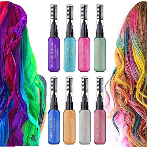 8 Farben Haarkreidekämme, Waschbare Temporäre Haarfarbe Cover