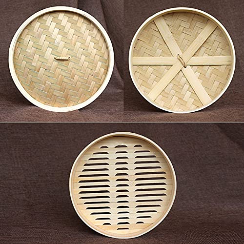Bamboo Steamer, 2 Tiers Chinese Food Steamers, Traditional Design Healthy Cooking for Dumplings, Vegetables, Chicken, Fish - Handmade Steam Basket Included 2 Gauze Liners, 2-Tiers with Lid,20.3cm - Image 3