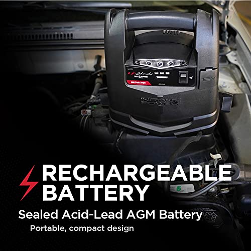 Schumacher SJ1329 Jump Starter and Portable Power Port - 600 Peak Amp, 12V - For Power Sports, Motorcycles, 4-6 Cylinder Cars, Black