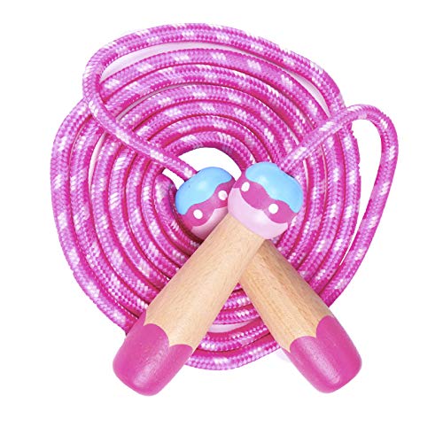 Springseil Kinder,Rosa Seilspringen Für Kids Mädchen,2.8 M Verstellbares Sprungseil/Rope Skipping Seil/Speed Jump Rope/Skipping Rope Mit Holzgriff Und Baumwolle Für Fitness Training Crossfit