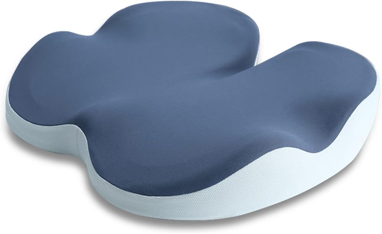 Soft Office Chair Cushion,Car Seat Cushion,Sciatica Relief Pillow,Non-Slip Chair Pads for Back Coccyx Tailbone Pain,Memory Foam Butt Pillow for Computer Desk,Driving,Wheelchair（Blue