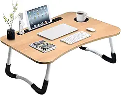 Mesa Portátil Dobrável Para Notebook Multiuso com Apoio Ergonômico Para Cama, Sofá, Escritório e Home Office (Madeira)