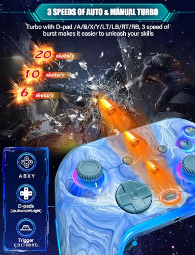 Image of Wireless Switch Controllers for Nintendo Switch /OLED /Lite /Switch 2, 1200mAh Pro Controller with 10 Color LED Lights, Rechargeable Switch Control Gamepad with Vibration, 6-Axis Gyro, Turbo, Wake Up
