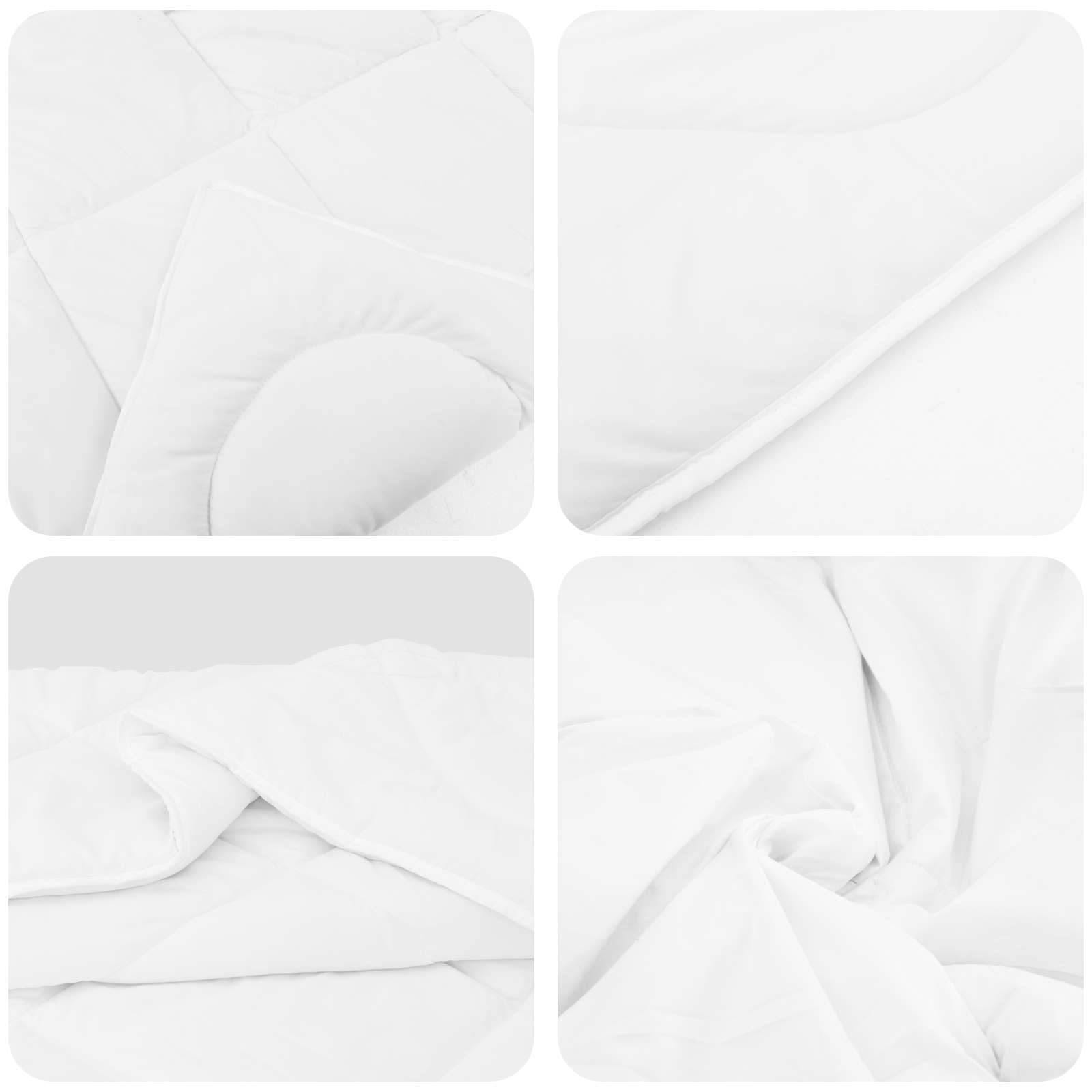 Bettdecke mit Kissen Weiß Mikrofaser 200 x 135 cm Set mit atmungsaktiver, pflegeleichter Bettwäsche und weicher Decke für Schlafzimmer, Gästezimmer, Winterkomfort und kuschelige Wärme