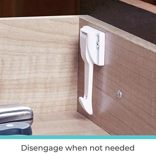 Toddleroo by North States - Drawer & Cabinet Tab Latches for Baby Proofing: Child Proof Cabinet & Drawer Locks - 10 Pack - White - Thumbnail 4