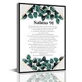 Salmo 91 En Español Para Pared Psalm 91 Wall Art Cuadros Cristianos Para Pared En Español Christian Wall Decor In Spanish Home Living Room Bedroom Bathroom Office Decor(8x12inch)-Wooden Framed