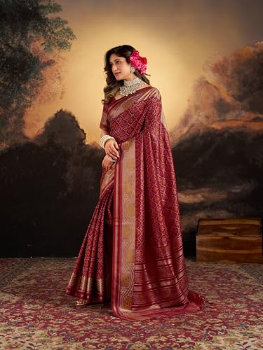 Image of SWORNOF Women's Kanjivaram Soft Silk Banarasi Sarees With Unstiched Blouse Piece