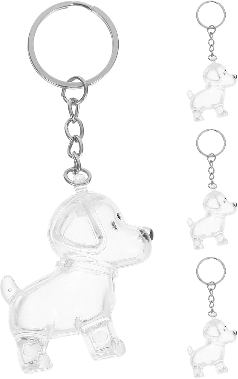 Holibanna 4PCS Transparent Pet Hair Storage Bottle, Dog-Shaped Memorial Keychain, Portable Case for Pet Hair & Ashes, Clear Fur Holder