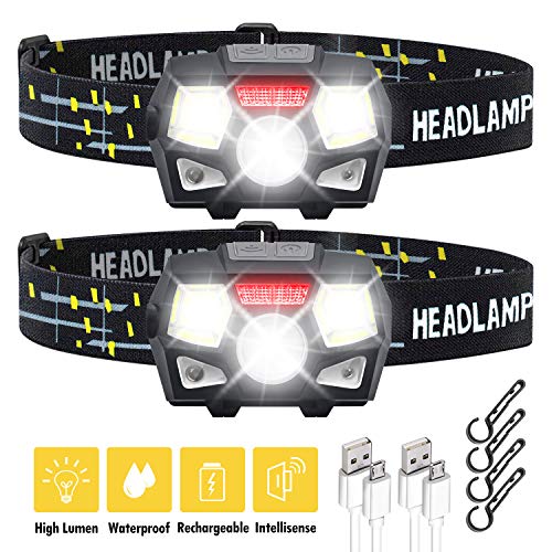STURME Rechargeable Headlamp Flashlight 2 Pack 800 Lumens Bright LED Headlamp with Red