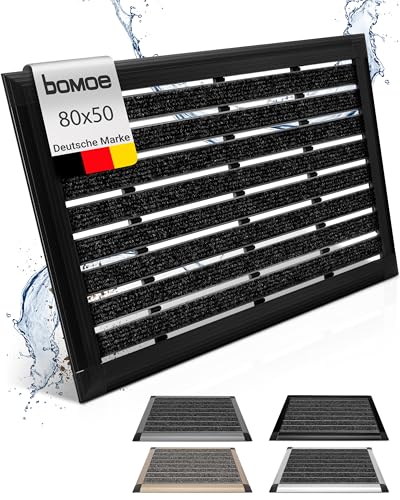 bomoe Fussabtreter Aussenbereich Alu Fußmatte 50x80 cm AluGant Haustür Fußabtreter Außen Schuhabstreifer– Eingangsmatte Alu-Fußmatten Fußabstreifer Aussen Fußmatte Schuhabtreter Außen Anthrazit