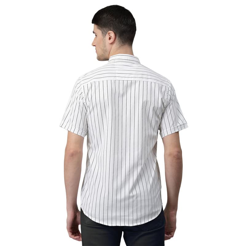 Image of U TURN Men's Striped Slim Fit Half Sleeves Casual Shirt