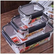 طقم علبة حفظ طعام للثلاجة من الاكريليك 3 قطع مع قفل محكم الغلق وجوانب