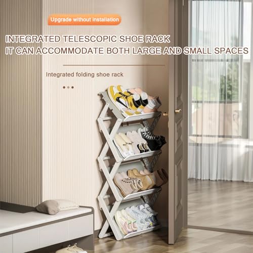 Étagère à chaussures pliable sans assemblage avec 3 niveaux en plastique robuste et compact - 6