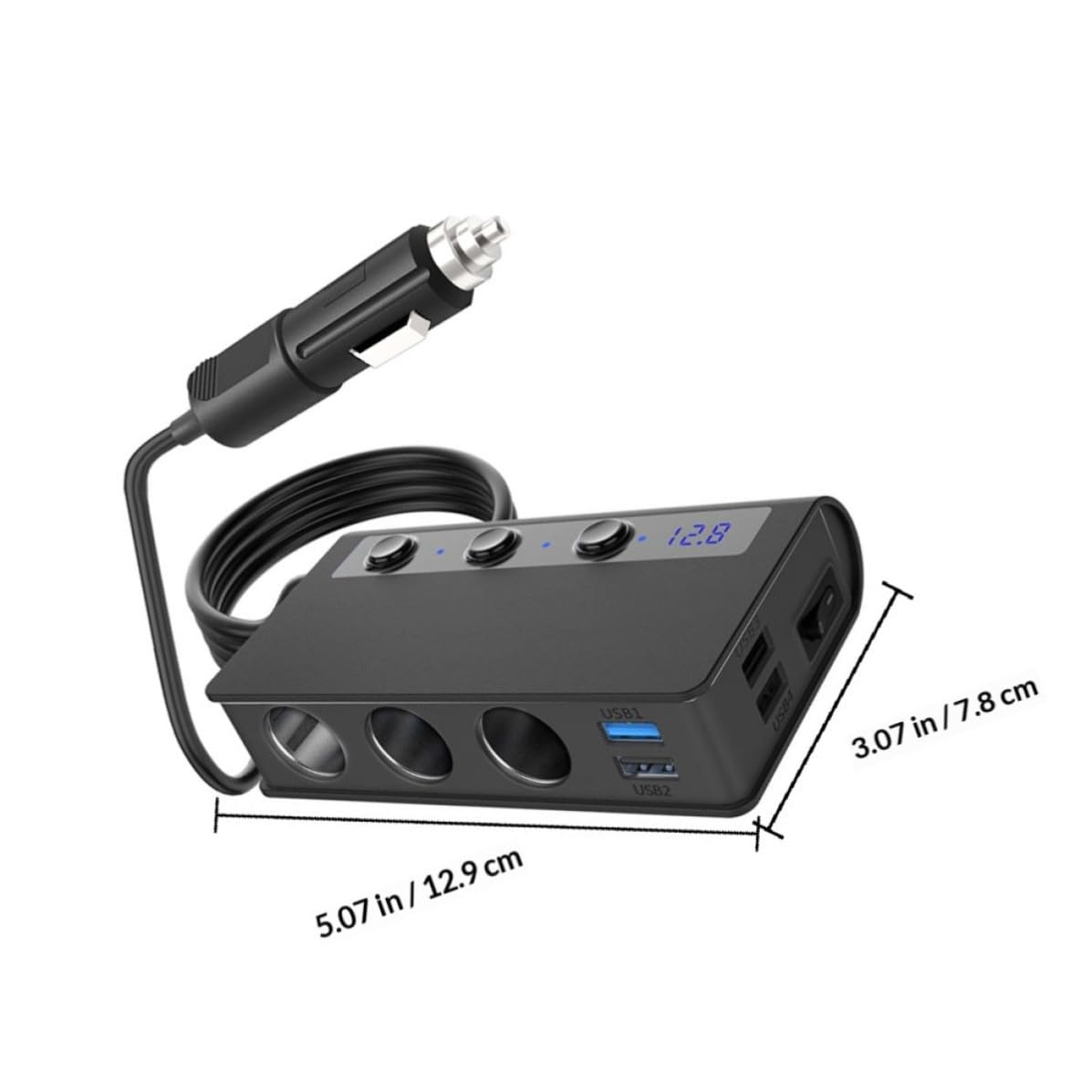 Cargador de Coche 180 W 4 USB y 3 Mechero, PC Negro