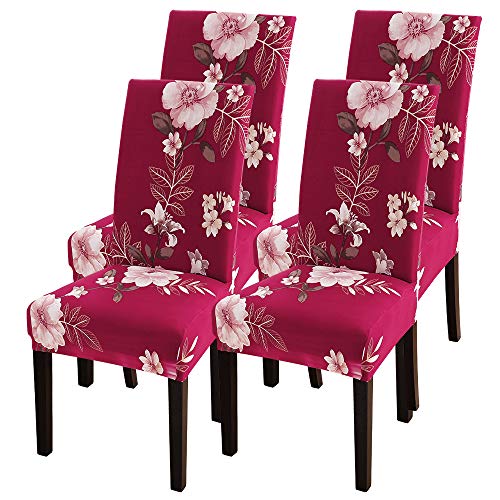 NIBESSER 4 Packs Dining Room Chair Slipcovers Chair Cover Protector, Stretch Elastic Fit Removable Dining Chair Cover, Pattern Washable Furniture Protector for Dining Room Living Room,Banquet