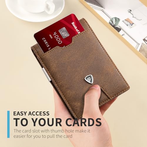 Image of RUNBOX Mens Slim Wallet with Money Clip RFID Blocking Bifold Credit Card Holder for Men with Gift Box